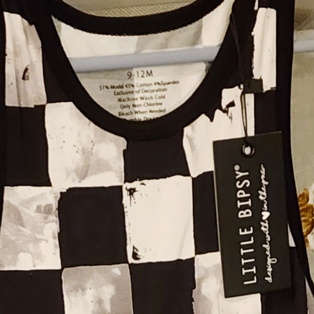 Little Bipsy Black and White Checkered Jumpsuit